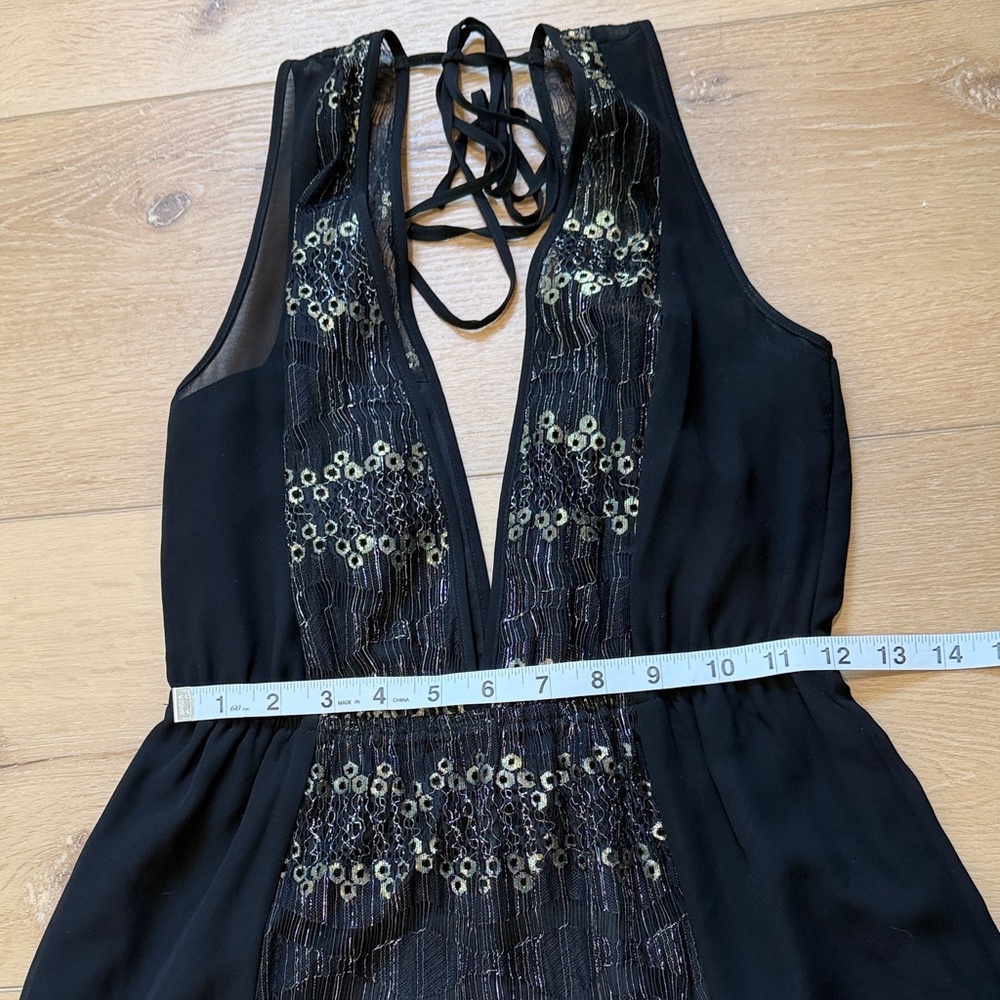 BCBG Black & Gold Plunging Vneck Maxi Dress - Picture 6 of 8